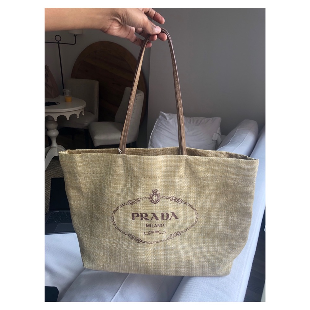 Prada Raffia Tote Bag